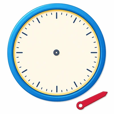Blank analog clock face with a loose hour hand for practice.