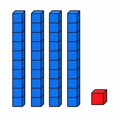Four ten rods and one ones cube.