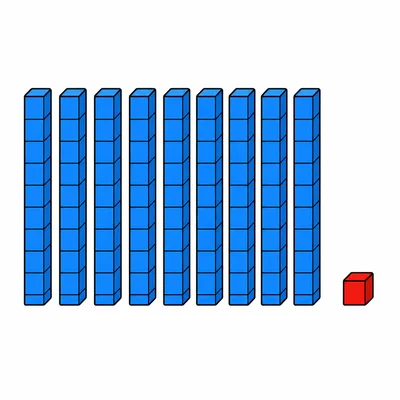 Nine ten rods and one ones cube.