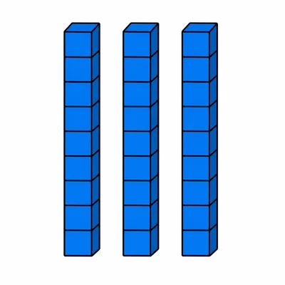 Three ten rods and no ones cubes.