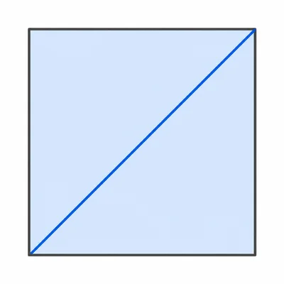 Square with a diagonal drawn from corner to corner.