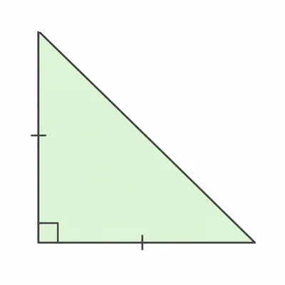 Isosceles right triangle with equal legs indicated.