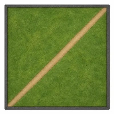 Rectangular field with a diagonal path across it.