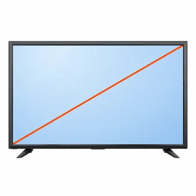 Television screen with a diagonal line across it.