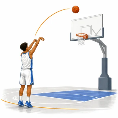 A basketball player shooting a free throw.