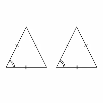 Two triangles illustrating side-angle-side congruence.