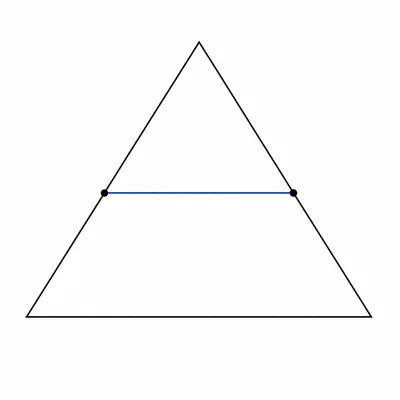 Triangle with a midsegment connecting two side midpoints.