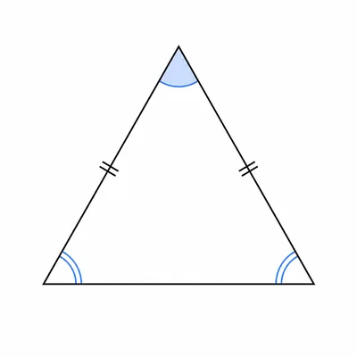 Isosceles triangle with congruent sides and base angles marked.
