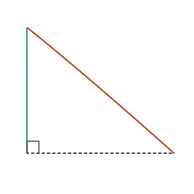 Right triangle with hypotenuse and one leg given, other leg dashed.