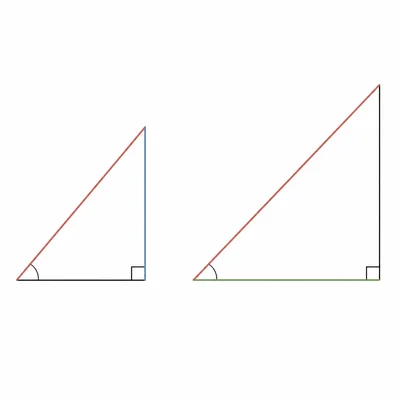 Two acute right triangles showing highlighted sides for sine and cosine ratios.