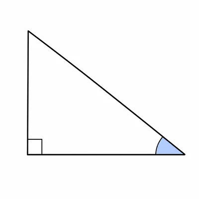 Right triangle showing an acute angle, adjacent side, and hypotenuse.