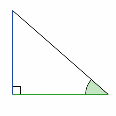 Right triangle showing an acute angle with adjacent and opposite sides highlighted.