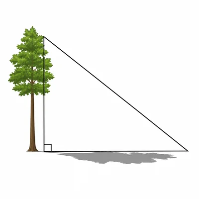 Tree, shadow, and line of sight forming a right triangle.