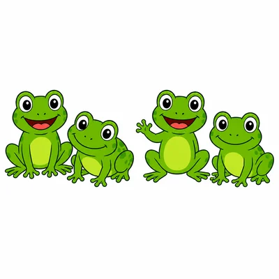 Four frogs in two groups of two.