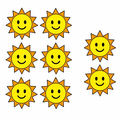 Eight suns in two groups, six and two.