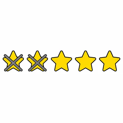 Five stars with two crossed out, leaving three.