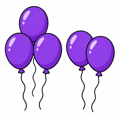 Five balloons in two groups, three and two.