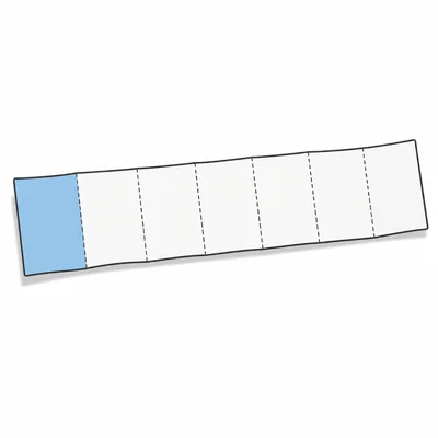 A paper strip divided into eight equal parts with one part colored blue.