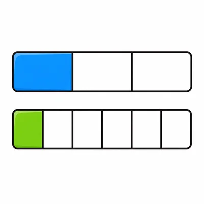 Two equal bars show one third shaded and one sixth shaded for comparison.