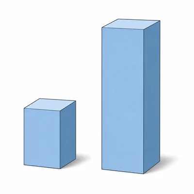 Two rectangular prisms with the second twice as tall as the first.