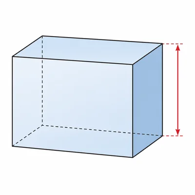 A rectangular prism with the height highlighted for solving from surface area.
