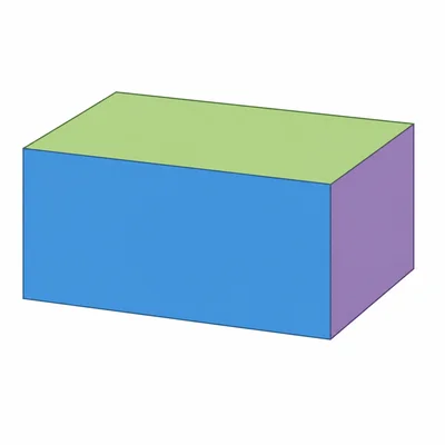 A rectangular prism with differently colored faces for surface area.