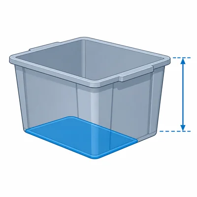 A storage bin with its base highlighted and height shown.