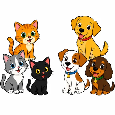 Three cats and three dogs.