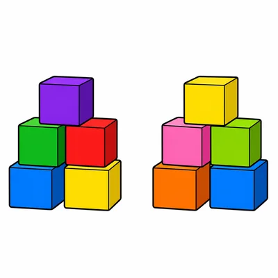 Two groups of blocks with four blocks in each group.
