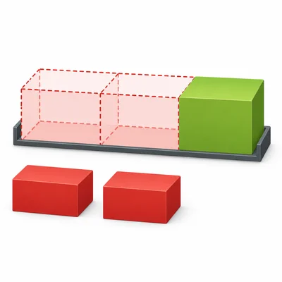 A store inventory bar model with two sold portions removed and one remaining portion.