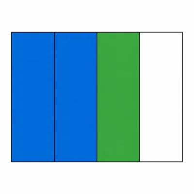 Poster area model with half blue, one quarter green, and one quarter unpainted.