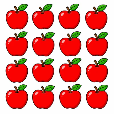 Sixteen red apples.