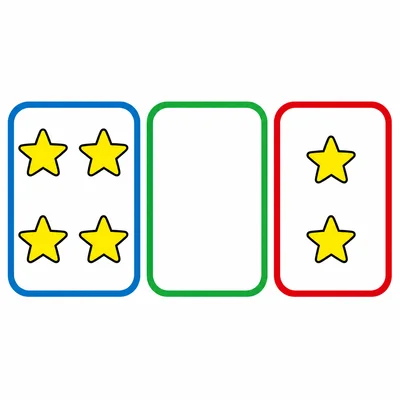 Three groups: four stars, an empty group, and two stars.