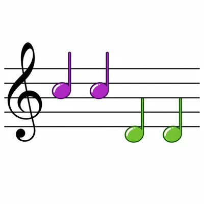 Two high notes repeat, followed by two low notes repeating.