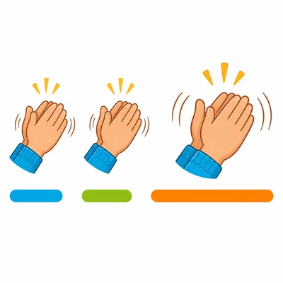 Two short claps are followed by one longer clap.