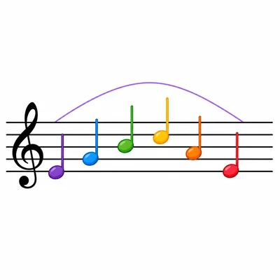 Notes move upward and then downward on a staff.
