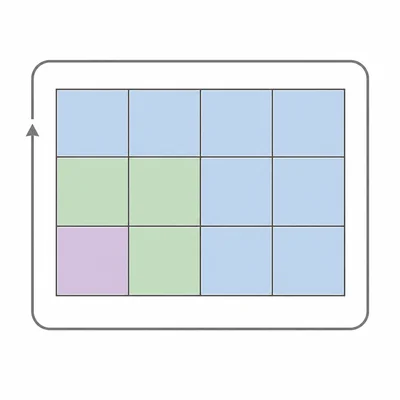 Color-coded twelve-box grid representing the repeating structure of a twelve-bar blues progression.