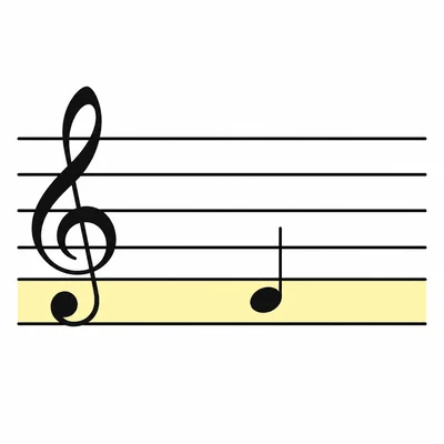 Treble clef staff with a note in the first space.