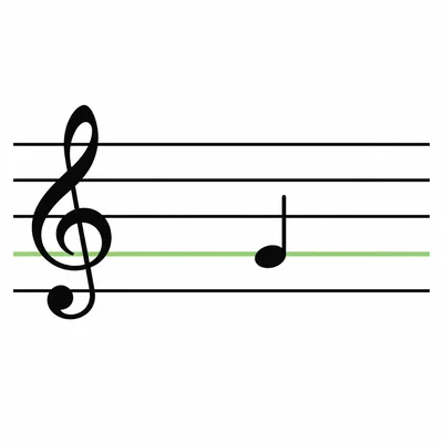 Treble clef staff with a note on the second line.