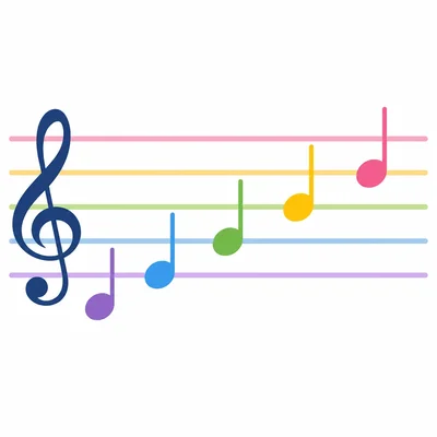 Treble clef staff showing notes on all five lines from bottom to top.