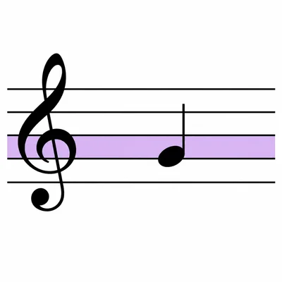 Treble clef staff with a note in the third space.