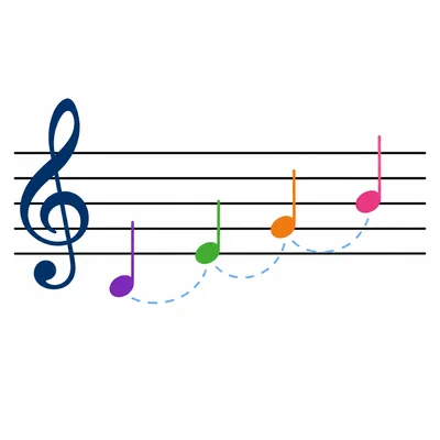Treble clef staff with notes in the spaces from bottom to top.