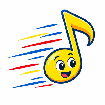 A musical note moving fast.