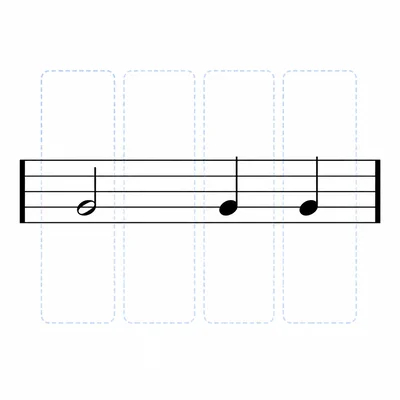 Measure containing a half note followed by two quarter notes.