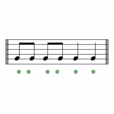 A rhythm with two pairs of eighth notes followed by two quarter notes.