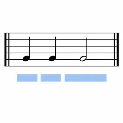 One measure showing two quarter notes followed by a half note.