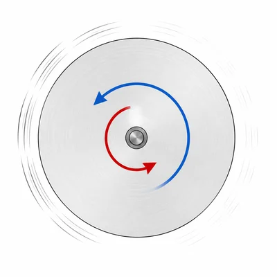 A disk rotating with an opposing friction torque arrow.