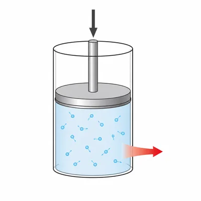 A gas in a cylinder is compressed while heat leaves the gas.