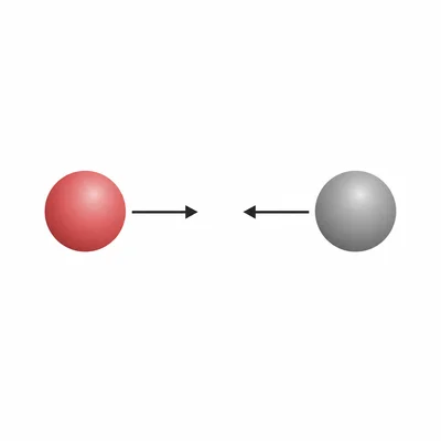 A positive charge and an unknown charge attracting each other with inward arrows.