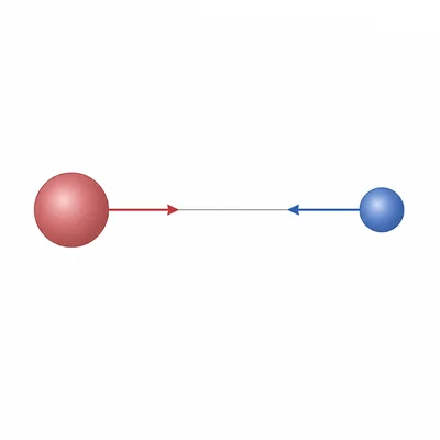 A positive and negative charge separated in a line with force arrows toward each other.
